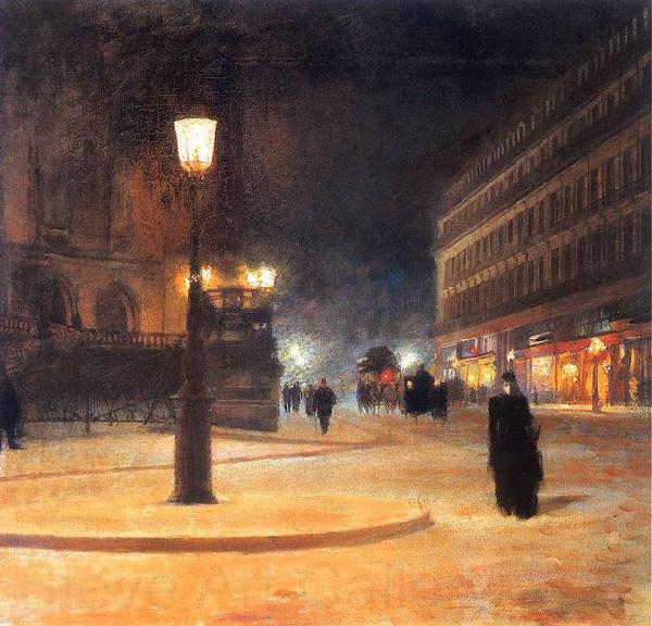 Ludwik de Laveaux Parisian Opera at night. Norge oil painting art